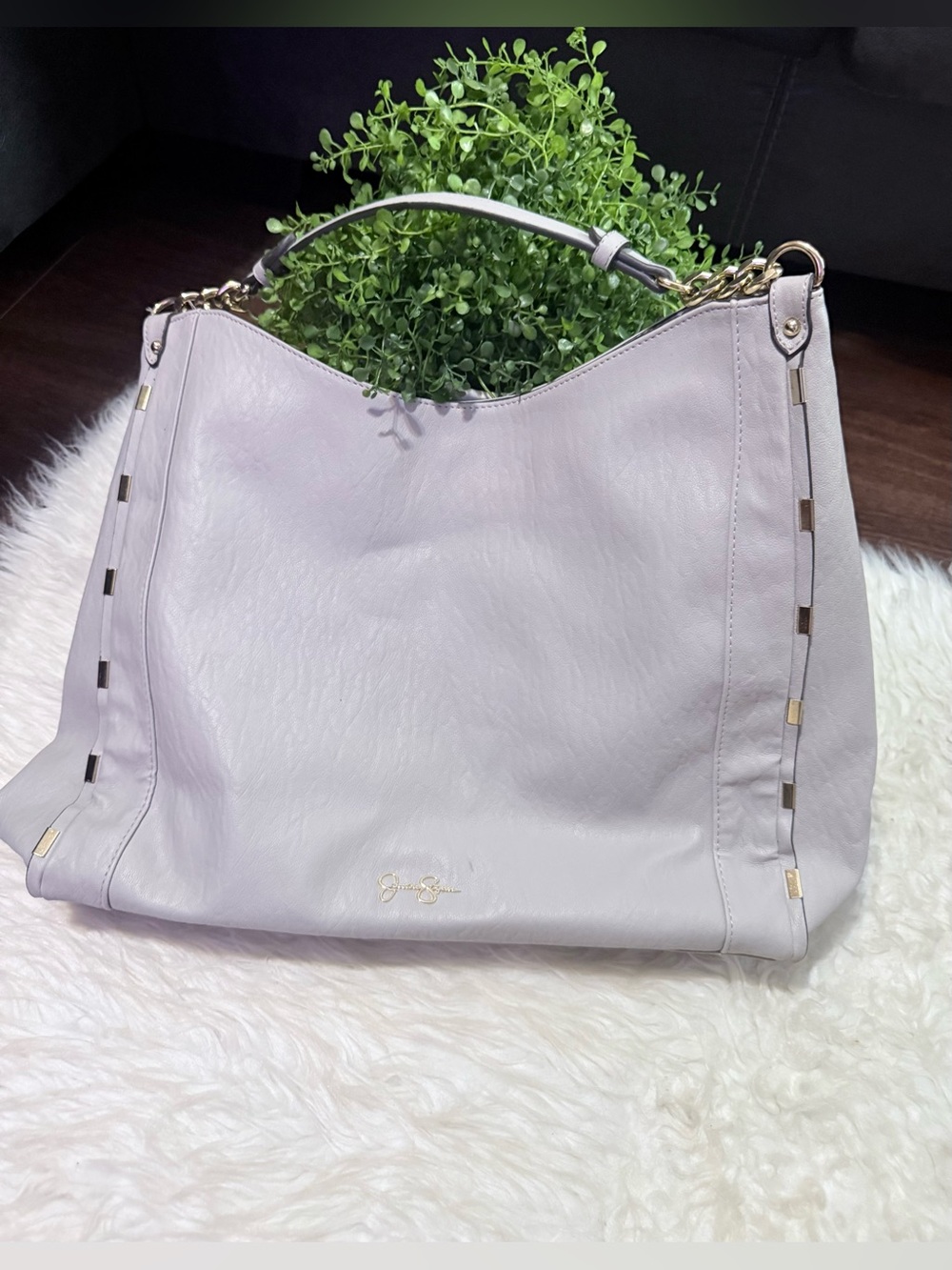 Jessica Simpson Light Lavender Shoulder Hobo with Gold Hardware